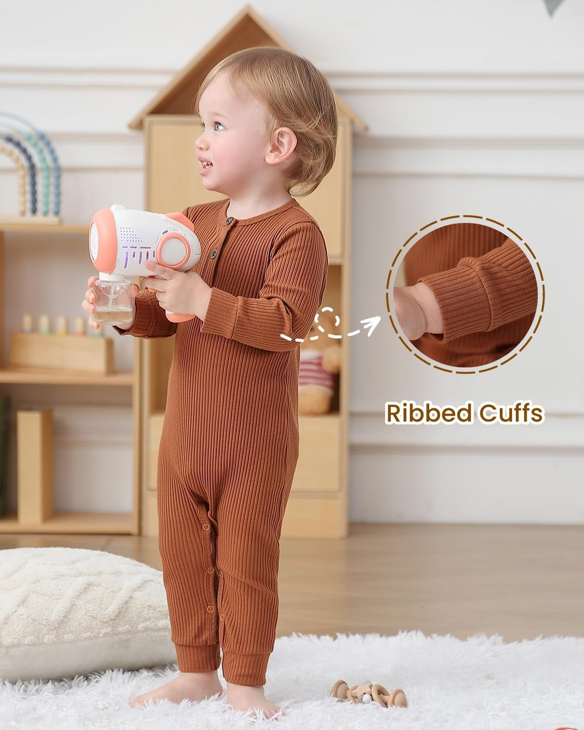 Baby Boy Girl 2/3 Pack Solid Romper Ribbed Short/Long Sleeve Bodysuit Jumpsuit Infant Knitted Outfits Clothes