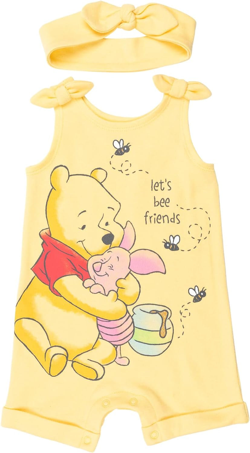 Minnie Mouse Winnie the Pooh Lion King Lilo & Stitch Simba Romper and Headband Newborn to Toddler