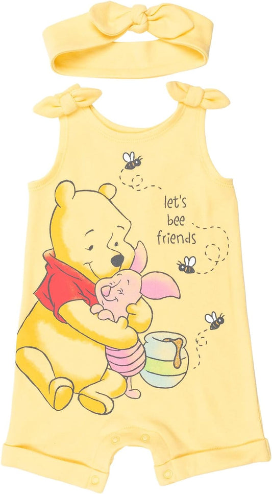 Minnie Mouse Winnie the Pooh Lion King Lilo & Stitch Simba Romper and Headband Newborn to Toddler