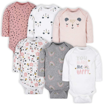 Baby Girls' 6-Pack Long-Sleeve Onesies Bodysuits