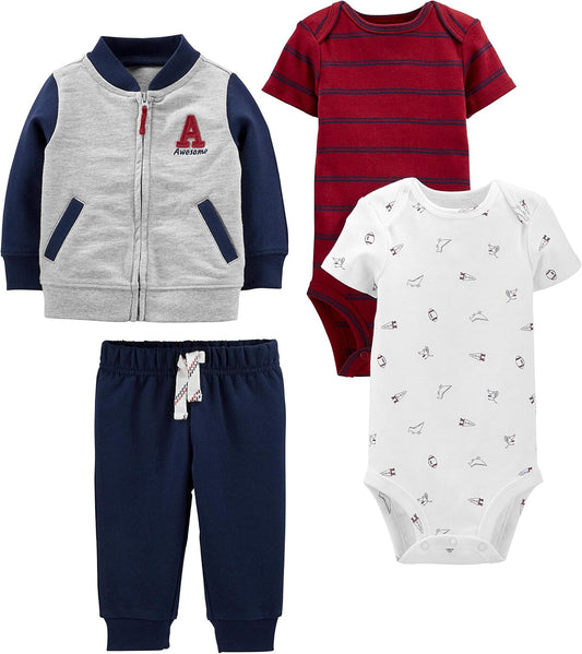 Baby-Boys 4-Piece Jacket, Pant, and Bodysuit Set