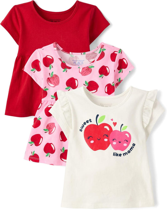 Baby Girls' and Toddler Short Sleeve Everyday Casual Knit Shirt