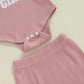 Newborn Baby Girl Outfits Daddys Girls Ruffle Long Sleeve Romper Top Pants Headband Infant Fall Winter Clothes