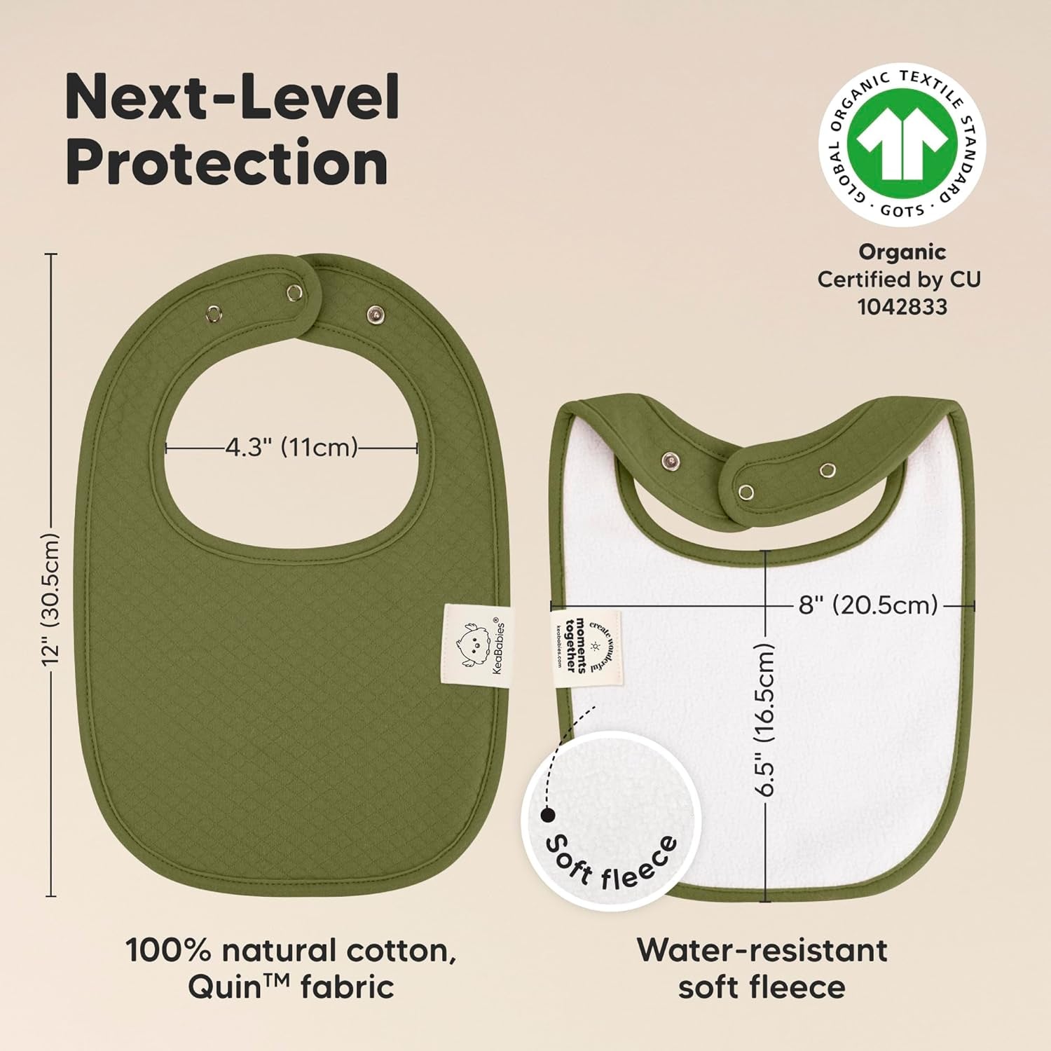 8-Pack Organic Baby Bibs for Girls, Boys - Quilted Cotton Cloth Baby Drool Bibs for Drooling and Teething Toddler, Newborn, Infant, Soft & Super Absorbent (Basics)