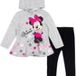 Minnie Mouse Fleece Pullover Crossover Hoodie and Leggings Outfit Set Infant to Big Kid Sizes (12 Months - 14-16)