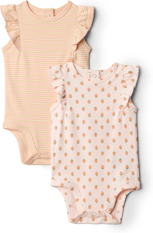 X Sofia Grainge Baby Girls' Embroidered Ruffle Bodysuit, Pack of 2