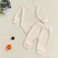 Newborn Baby Boy Clothes Mamas Boy Letters Embroidered Waffle Baby Sweatshirt Romper + Pants Sets Fall Winter Outfits