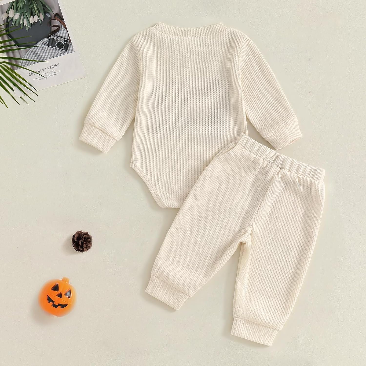 Newborn Baby Boy Clothes Mamas Boy Letters Embroidered Waffle Baby Sweatshirt Romper + Pants Sets Fall Winter Outfits