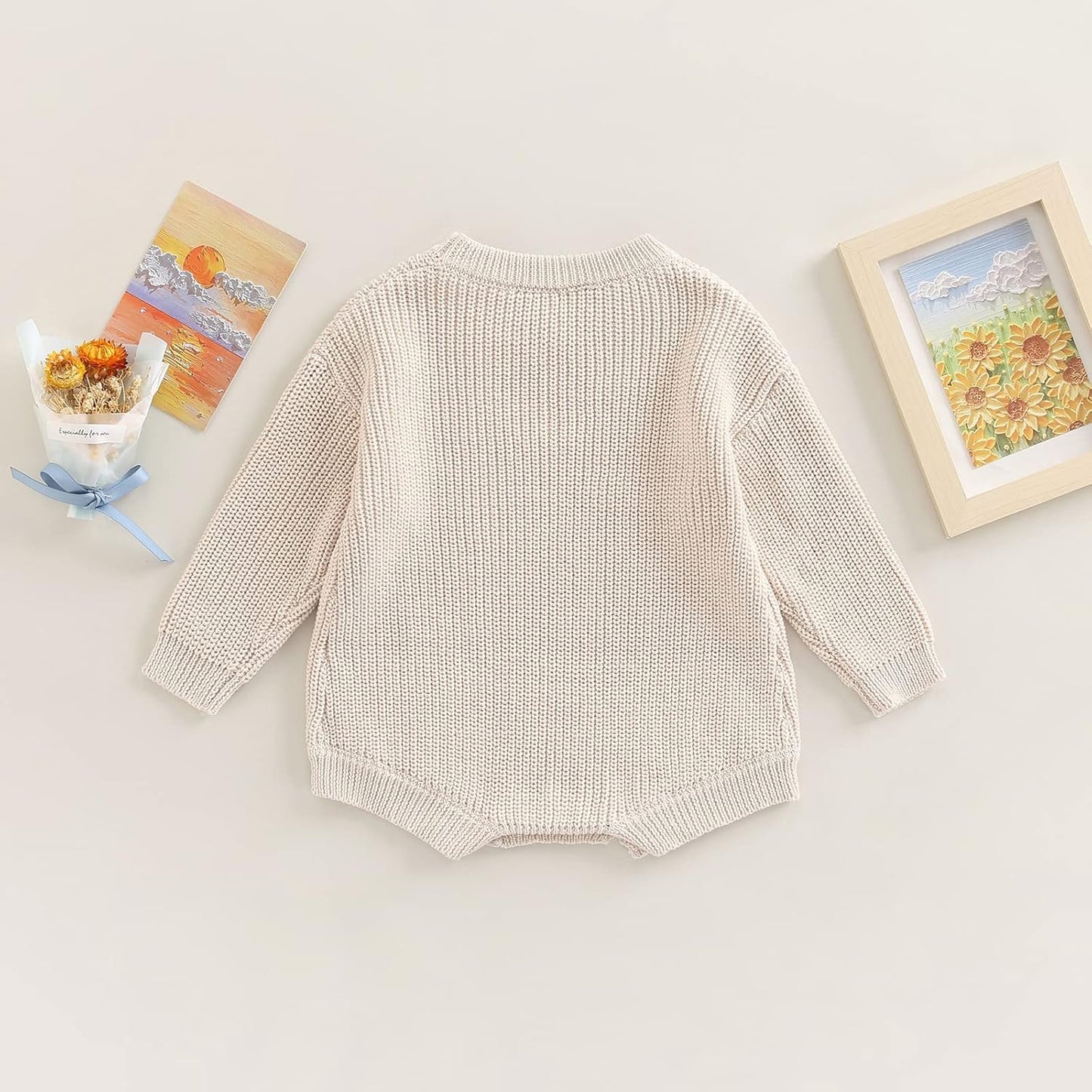Baby Girl Boy Sweater Knit Oversized Pullover Sweatshirt Romper Onesie Warm Fall Winter Clothes Outfit Newborn