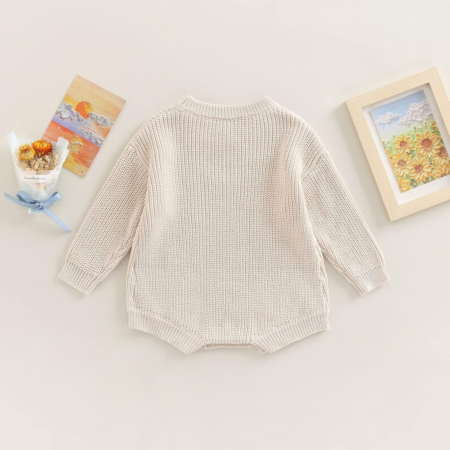 Baby Girl Boy Sweater Knit Oversized Pullover Sweatshirt Romper Onesie Warm Fall Winter Clothes Outfit Newborn