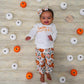 Baby Girl Winter Clothes Pumpkin Crewneck Sweatshirts Flower Sweatpants Headband Toddler Fall Halloween Outfits