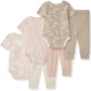 Unisex Baby 6-Piece Bodysuit and Pant Set, 100% Organic Cotton Infant Outfit Baby Essentials