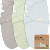 3-Pack Organic Swaddles for Newborns, Baby Sleep Sacks 0-3 Months - Baby Swaddle Wrap, Newborn Wearable Blanket, Infant Sleep Sack for Girls, Boys, Soft & Snug, Large Hook & Loop Closure (Ripple)