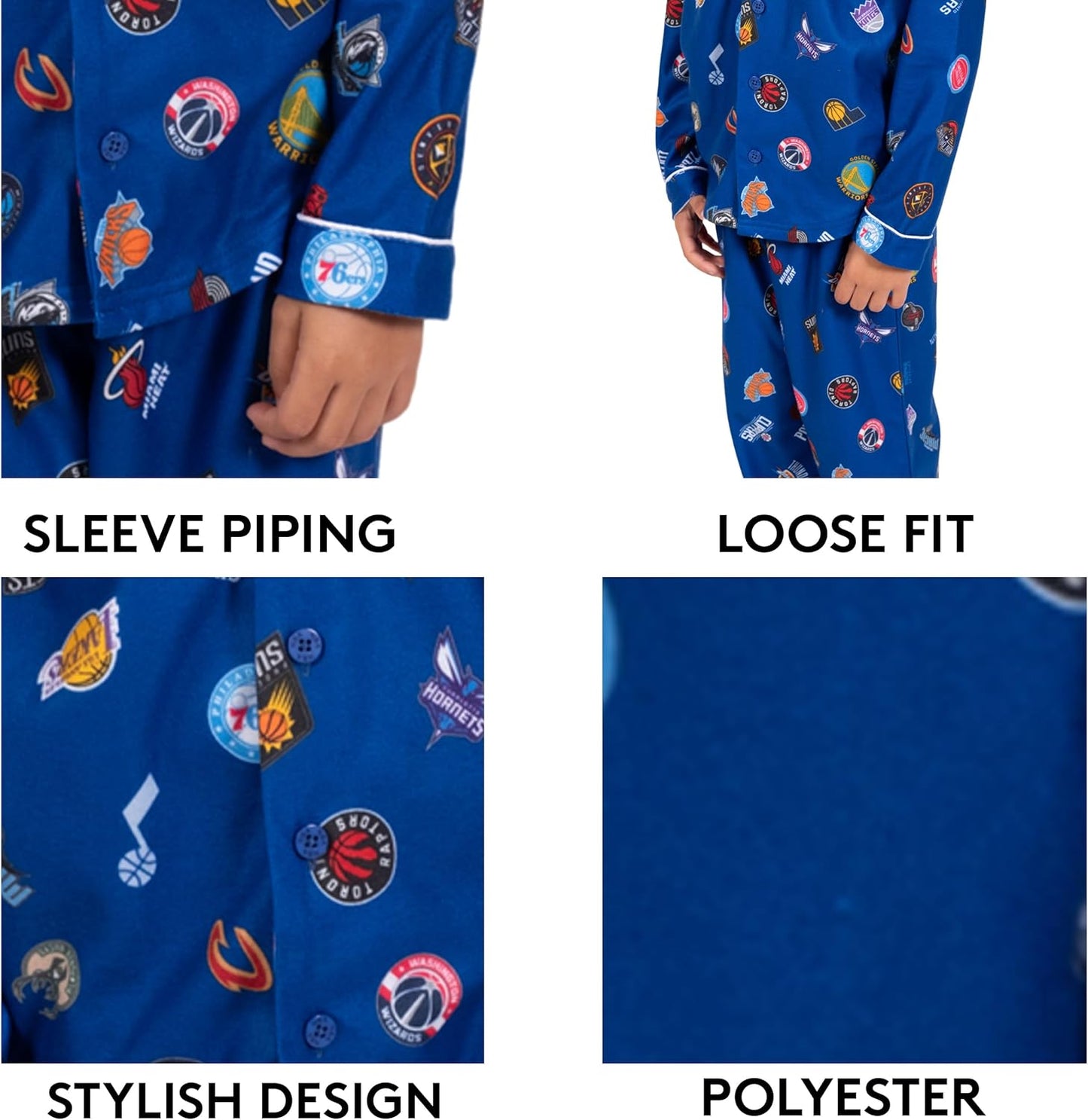 Youth NBA Official 2-Piece Super Soft Button down Pajamas Set