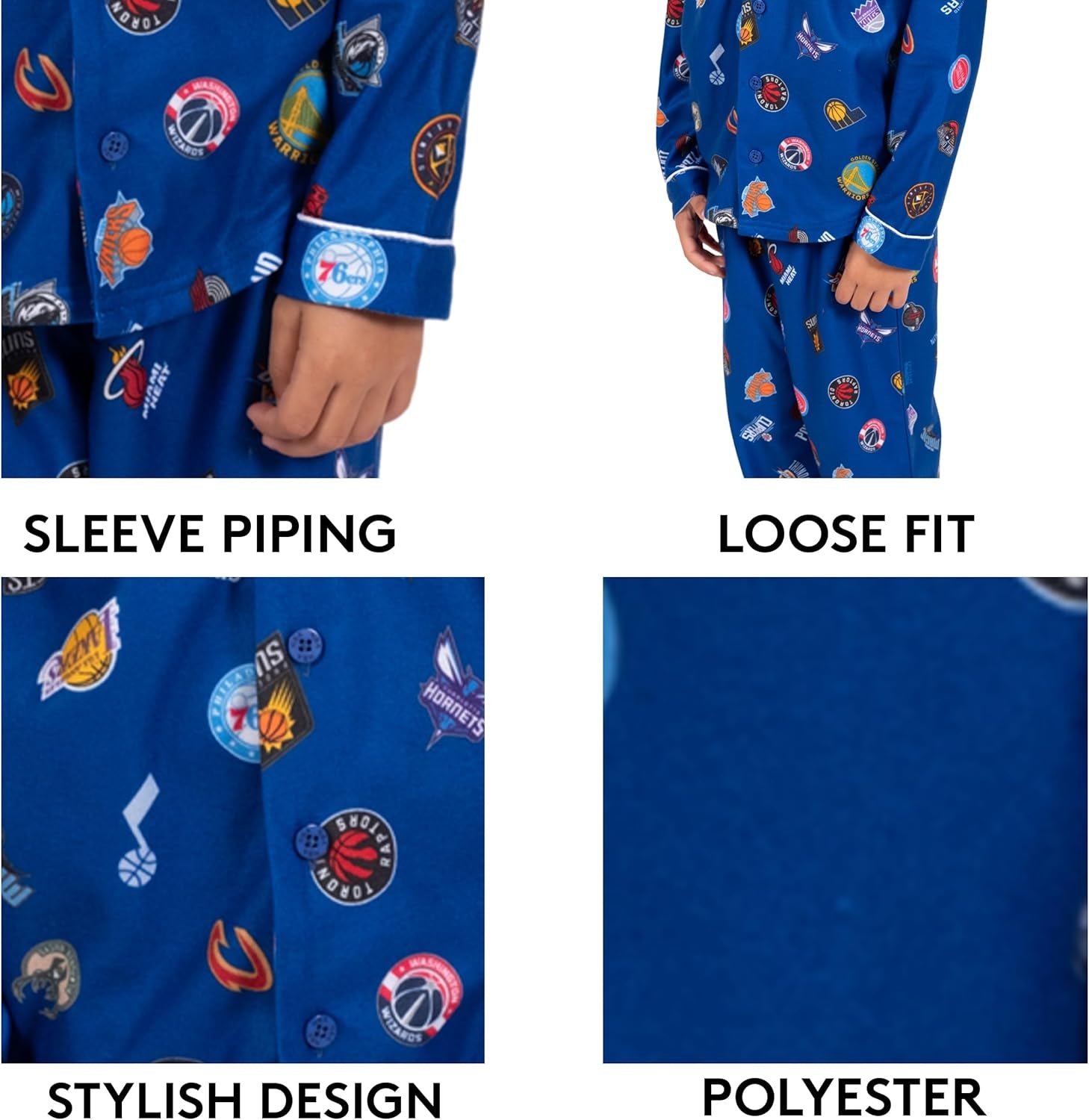 Youth NBA Official 2-Piece Super Soft Button down Pajamas Set