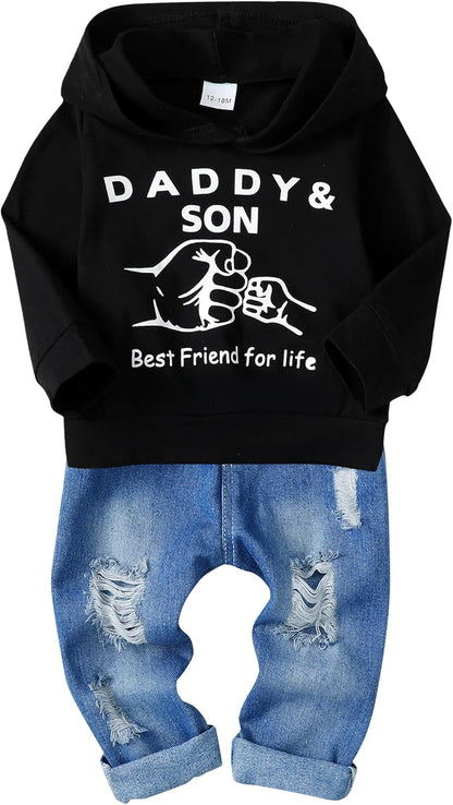 Toddler Boy Clothes,Long Sleeve Printing Hoodie+Jeans Pants Toddlers Boys Outfits Set 1-6Y Kids Clothing