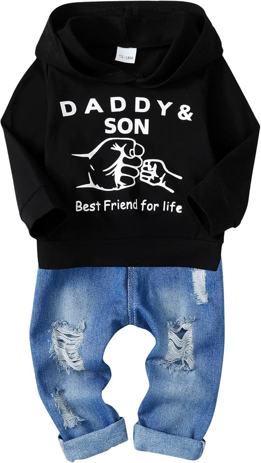 Toddler Boy Clothes,Long Sleeve Printing Hoodie+Jeans Pants Toddlers Boys Outfits Set 1-6Y Kids Clothing