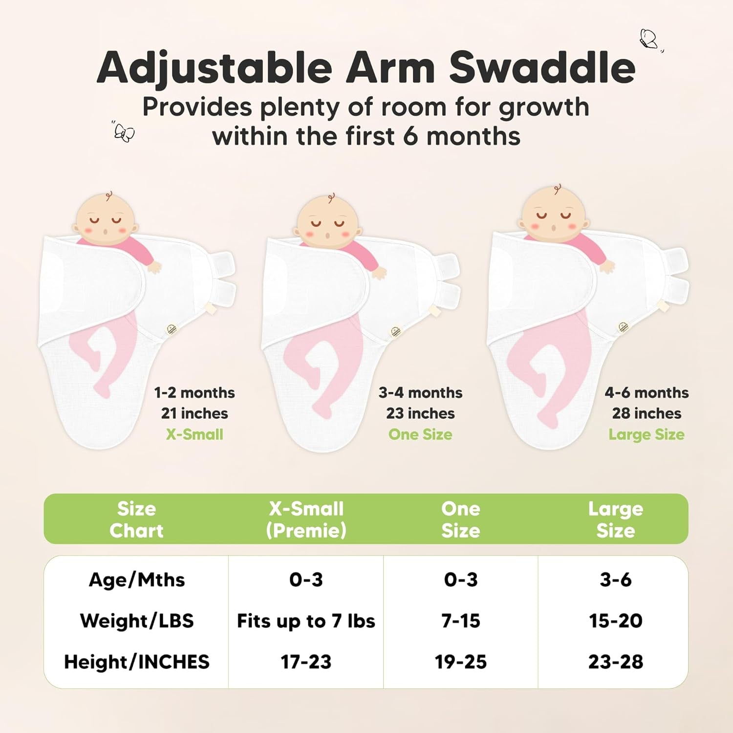 3-Pack Organic Swaddles for Newborns, Baby Sleep Sacks 0-3 Months - Baby Swaddle Wrap, Newborn Wearable Blanket, Infant Sleep Sack for Girls, Boys, Soft & Snug, Large Hook & Loop Closure (Ripple)