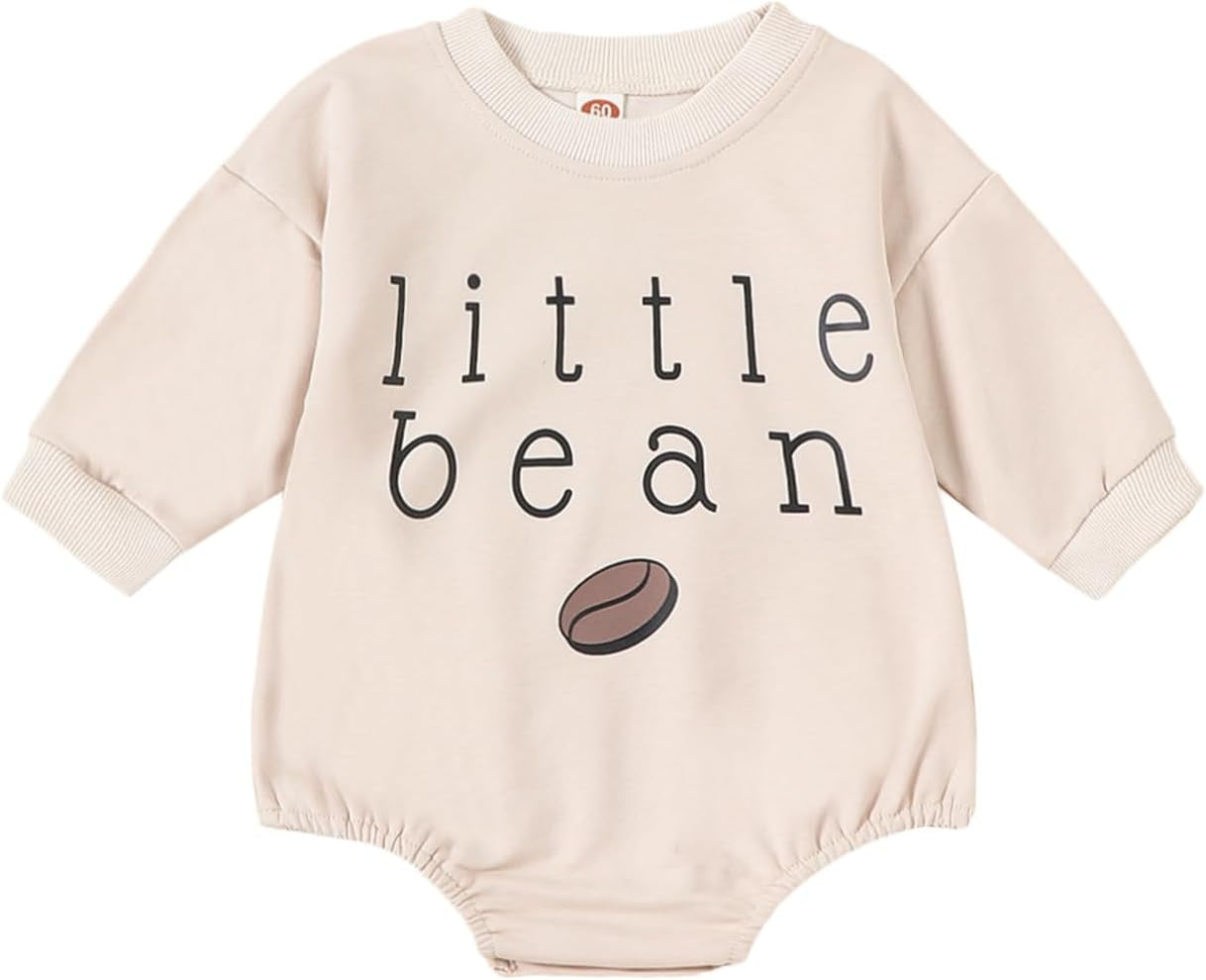 Newborn Baby Boy Girl Romper Bubble Long Sleeve Little Bean Bodysuit Ovesized Sweatshirt Infant Casual Shirts Top