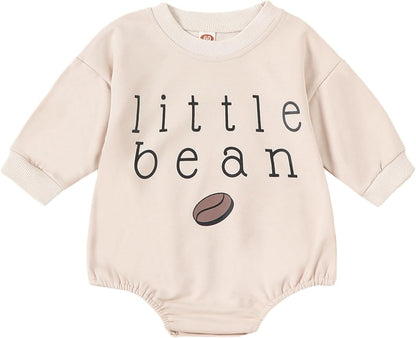 Newborn Baby Boy Girl Romper Bubble Long Sleeve Little Bean Bodysuit Ovesized Sweatshirt Infant Casual Shirts Top