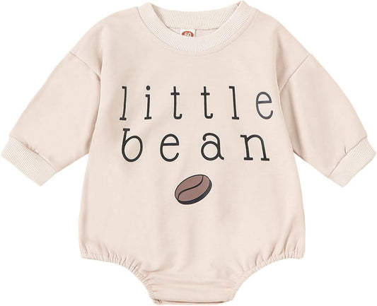 Newborn Baby Boy Girl Romper Bubble Long Sleeve Little Bean Bodysuit Ovesized Sweatshirt Infant Casual Shirts Top