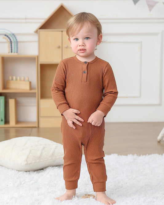 Baby Boy Girl 2/3 Pack Solid Romper Ribbed Short/Long Sleeve Bodysuit Jumpsuit Infant Knitted Outfits Clothes