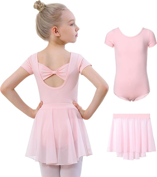 Girls Ballet Leotards with Removable Skirt Toddler Hollow Back Dance Dress Combo