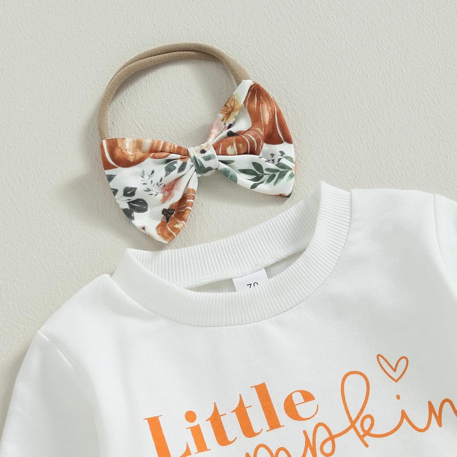 Baby Girl Winter Clothes Pumpkin Crewneck Sweatshirts Flower Sweatpants Headband Toddler Fall Halloween Outfits