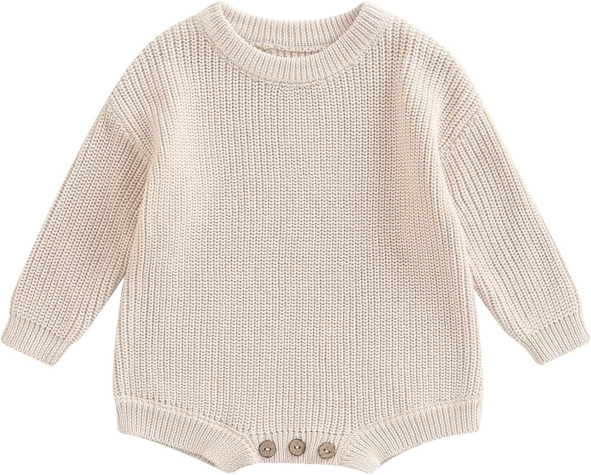 Baby Girl Boy Sweater Knit Oversized Pullover Sweatshirt Romper Onesie Warm Fall Winter Clothes Outfit Newborn