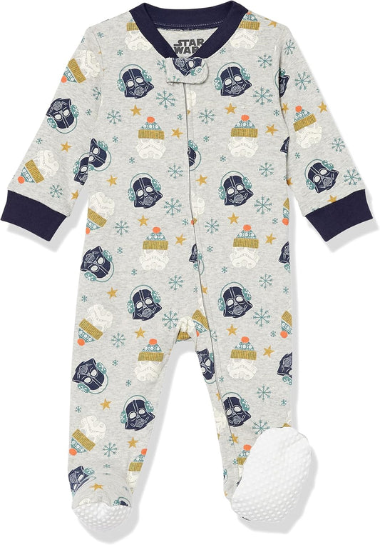 Disney | Marvel | Star Wars Unisex Babies' and Toddlers' Snug-Fit Cotton Footed Pajamas, Multipacks