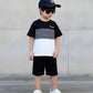 Toddler Kid Boy Clothes Colorblock Letter Graphic Tee Shorts 2PC Summer Outfit Set