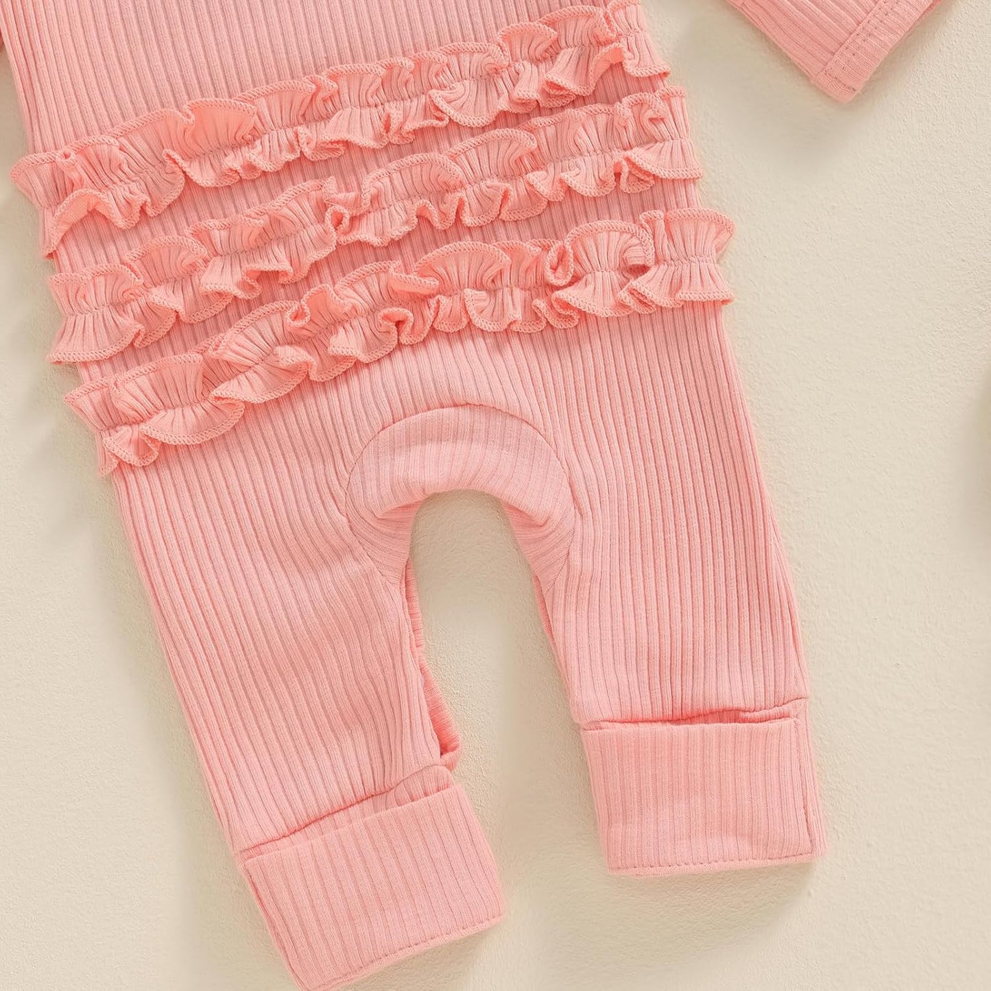 Im New Here Newborn Outfit Girl Long Sleeve Letter Romper Ribbed Knit Jumpsuit Baby Girl Preemie Coming Home Outfit