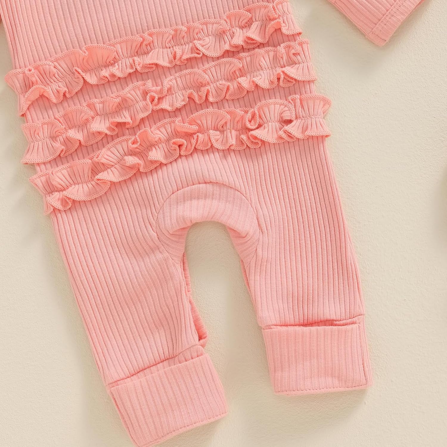 Im New Here Newborn Outfit Girl Long Sleeve Letter Romper Ribbed Knit Jumpsuit Baby Girl Preemie Coming Home Outfit