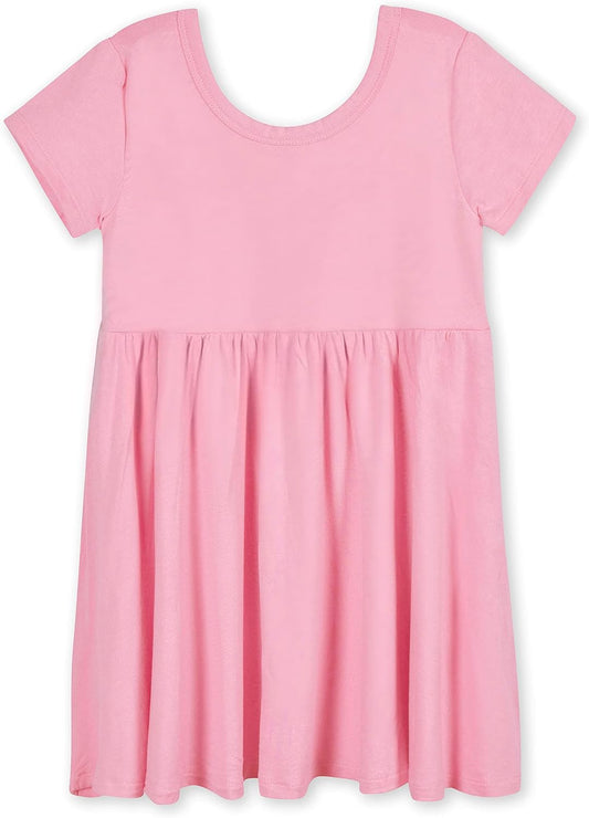 Baby Girls' Toddler Buttery Soft Short Sleeve Twirl Dress with Viscose Made from Eucalyptus