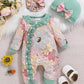 Newborn Baby Girl Clothes Infant Floral Print One-Piece Romper+Jumpsuit+Bodysuit+Hat+Headband