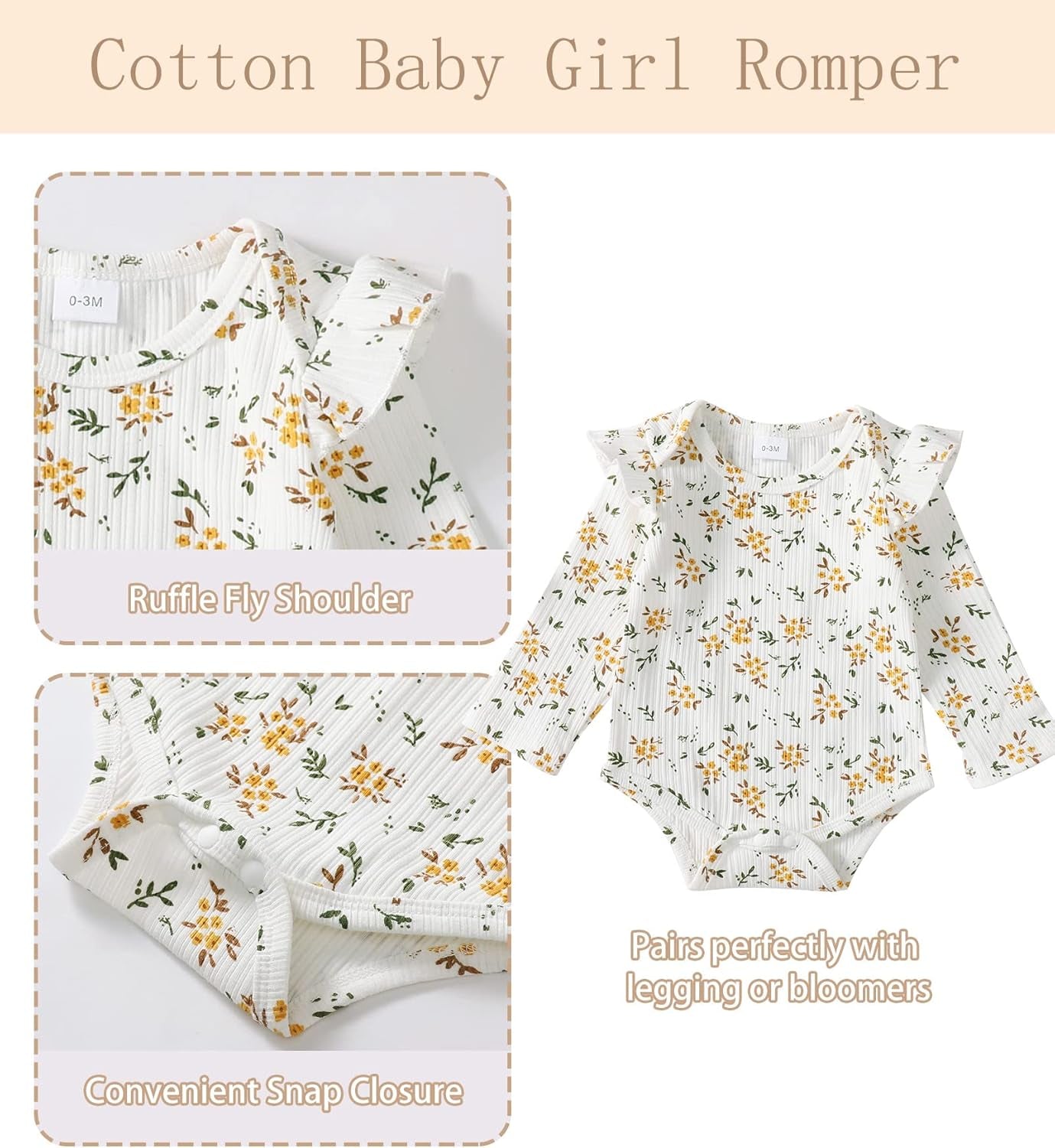 Newborn Baby Girl Clothes Toddler Long Sleeve Ruffle Romper Top Infant Skirt Set Little Girl Overall Dress