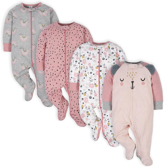 Baby Girls 4 Pack Sleep 'N Play Footie