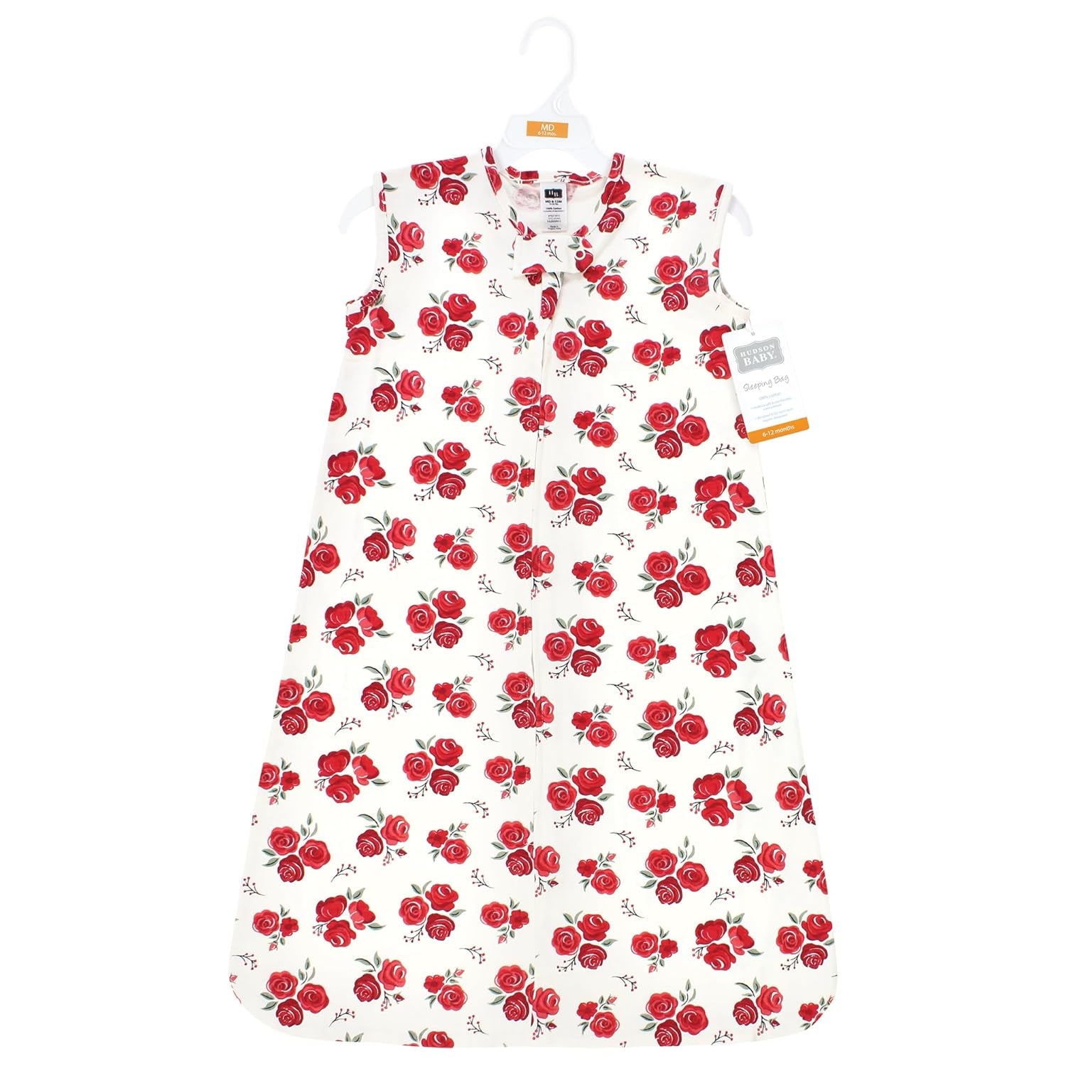 Unisex Baby Cotton Sleeveless Wearable Sleeping Bag, Sack, Blanket, Red Rose, 18-24 Months