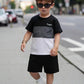 Toddler Kid Boy Clothes Colorblock Letter Graphic Tee Shorts 2PC Summer Outfit Set