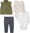 Baby Girls' 4-Piece Short-Sleeve Shirts and Pants Playwear Set