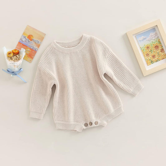 Baby Girl Boy Sweater Knit Oversized Pullover Sweatshirt Romper Onesie Warm Fall Winter Clothes Outfit Newborn