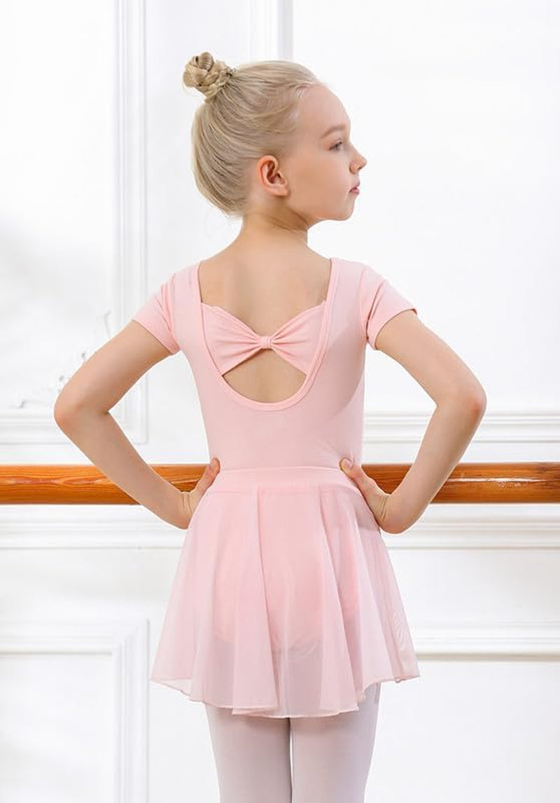 Girls Ballet Leotards with Removable Skirt Toddler Hollow Back Dance Dress Combo