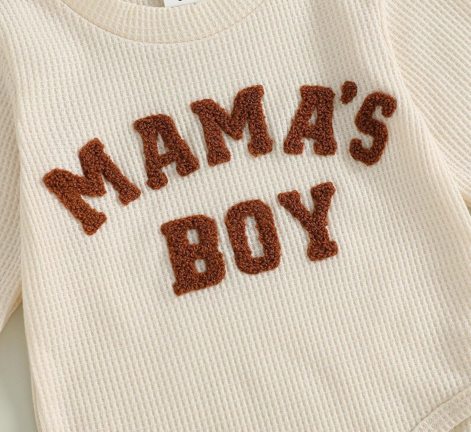 Newborn Baby Boy Clothes Mamas Boy Letters Embroidered Waffle Baby Sweatshirt Romper + Pants Sets Fall Winter Outfits