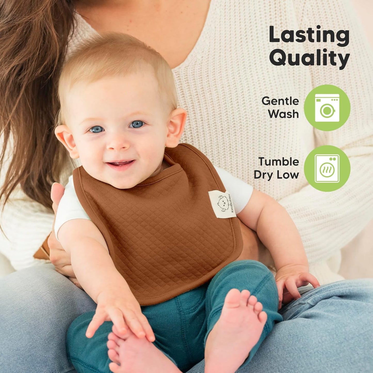 8-Pack Organic Baby Bibs for Girls, Boys - Quilted Cotton Cloth Baby Drool Bibs for Drooling and Teething Toddler, Newborn, Infant, Soft & Super Absorbent (Basics)
