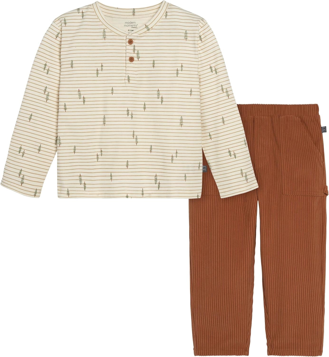 Boys' Baby and Toddler Henley Shirt with Corduroy Pant Set
