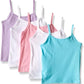 Girls’ Cami Tops, 100% Cotton Camisoles, Assorted Colors, Multipack