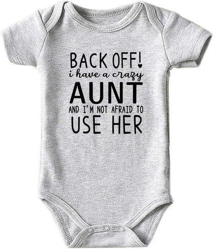 Crazy Aunt Baby Boy Clothes Unisex Funny Baby Girl Bodysuits Gray 0-3 Months