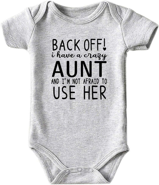 Crazy Aunt Baby Boy Clothes Unisex Funny Baby Girl Bodysuits Gray 0-3 Months