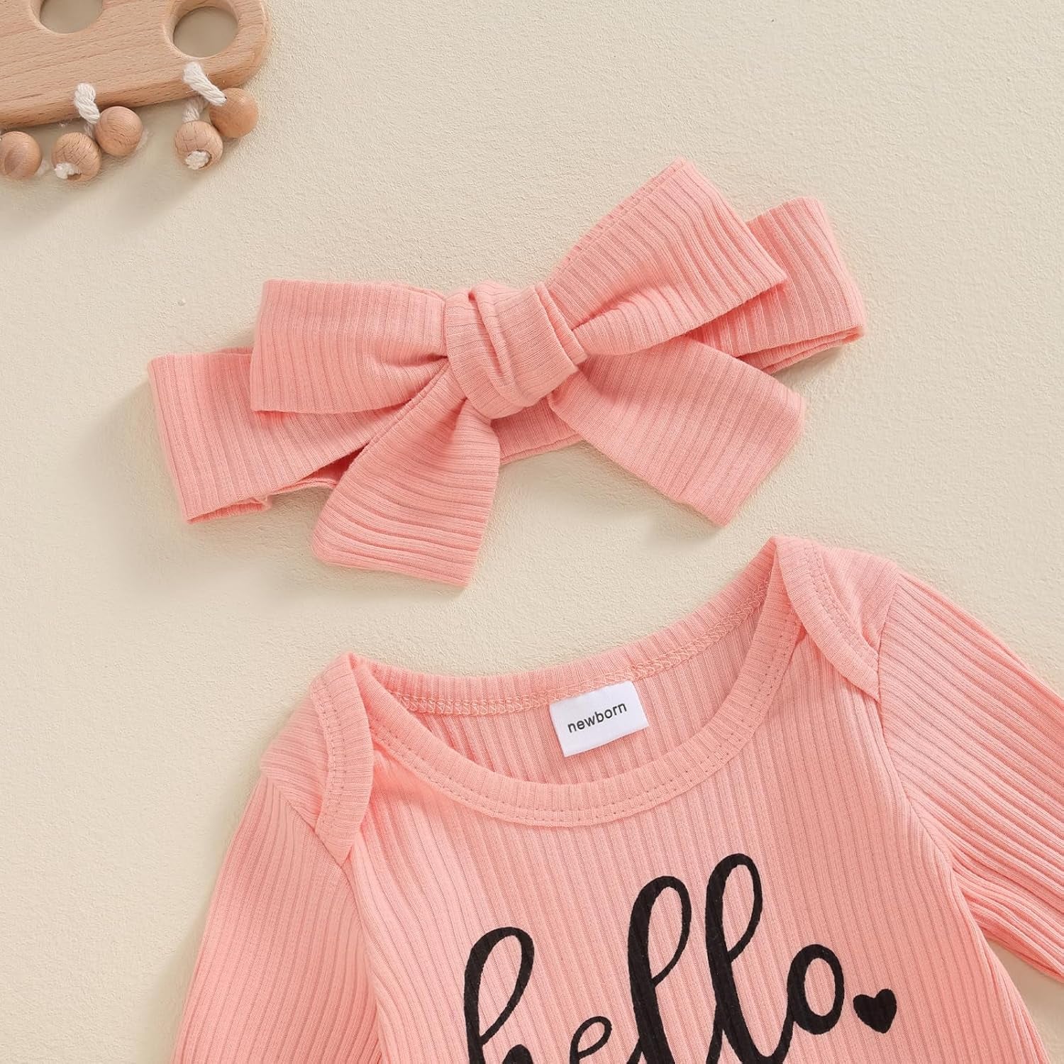 Im New Here Newborn Outfit Girl Long Sleeve Letter Romper Ribbed Knit Jumpsuit Baby Girl Preemie Coming Home Outfit