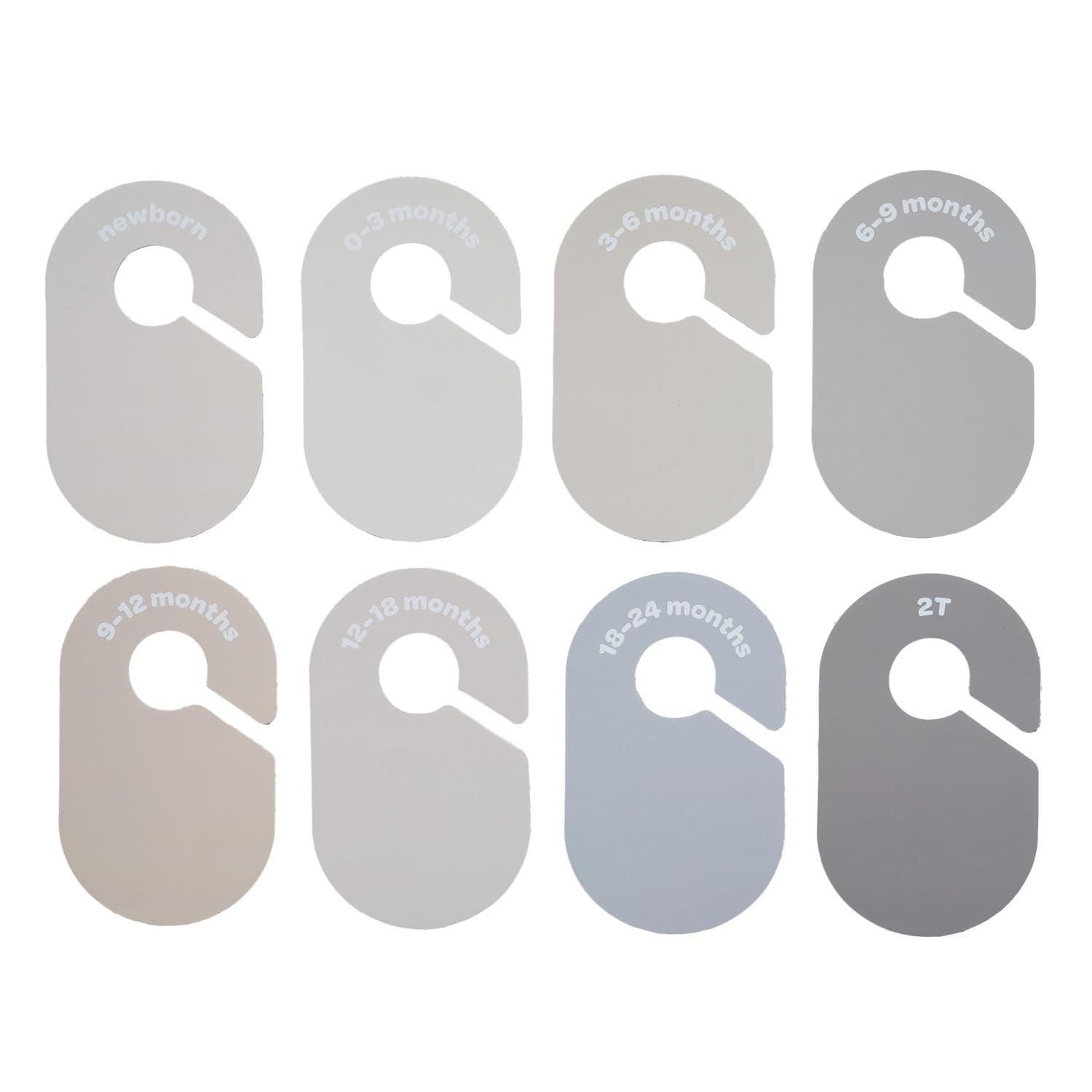 Baby Closet Dividers Set of 8 - Baby Clothes Organizer Toddler Hanger, Double-Sided Size Labels - Nursery Organization for Baby Clothing Newborn Infant to 2T Boy & Girl - Gray & Beige